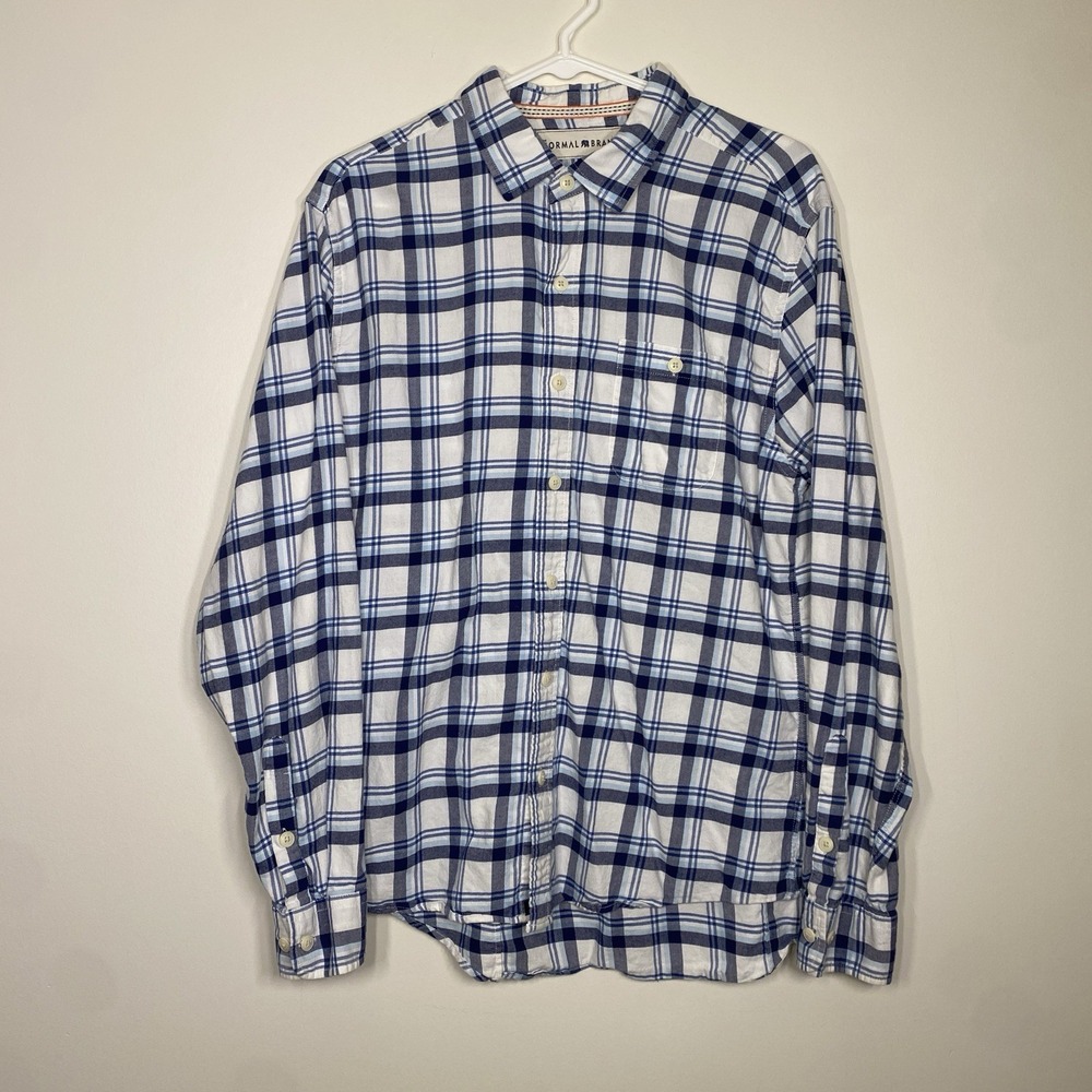 The Normal Brand Flannel Mens Large Plaid Long Sleeve Button Down Shirt‎
